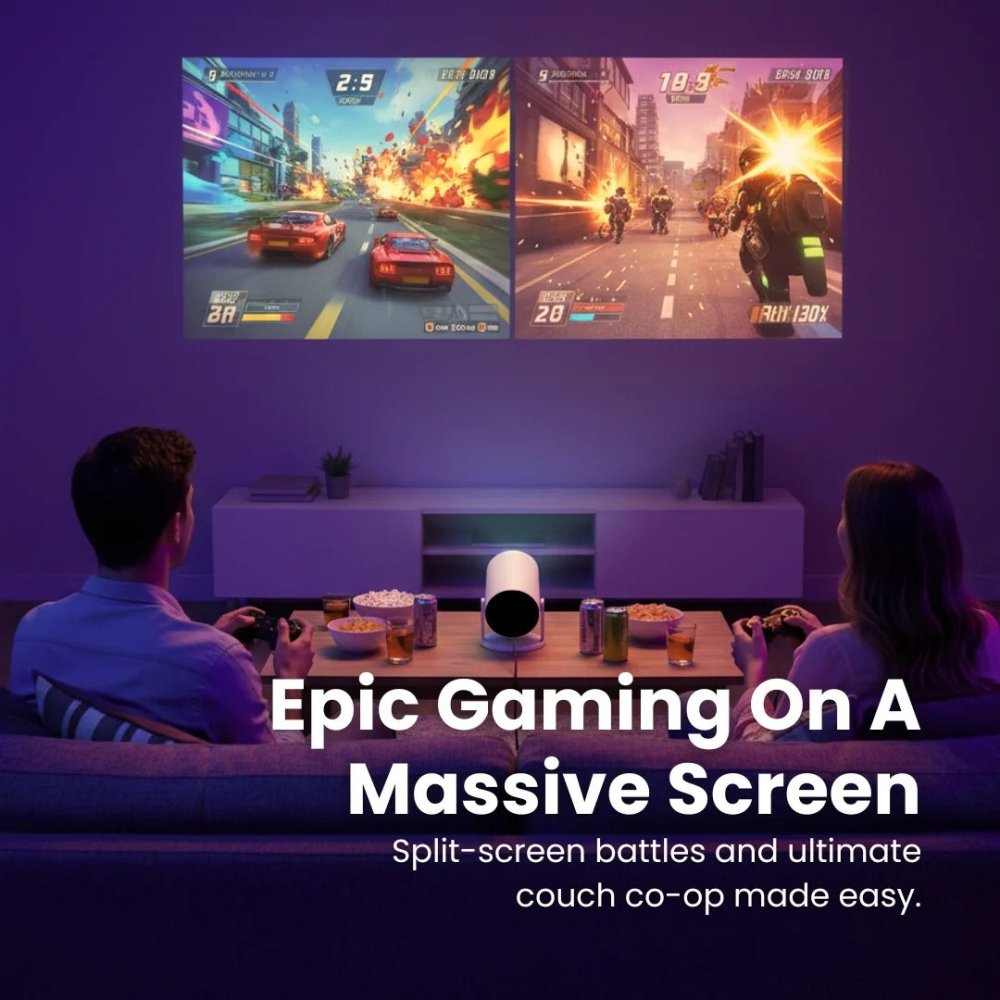 Portable projector used for split-screen gaming